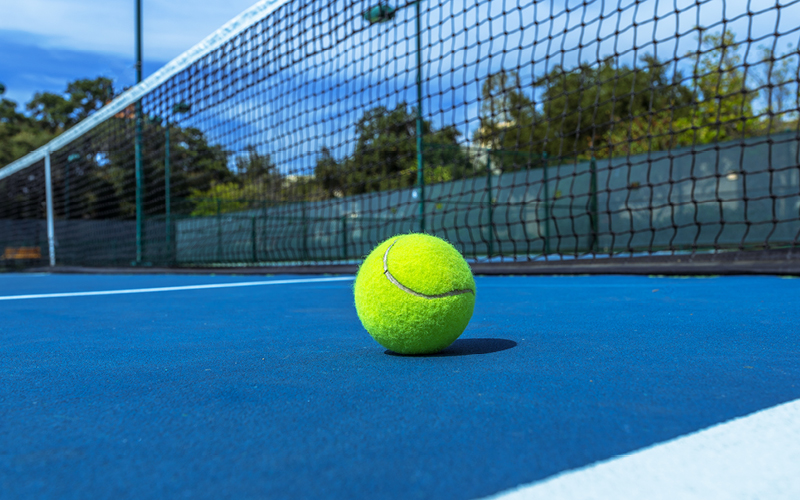 Tennis ball on a court 
