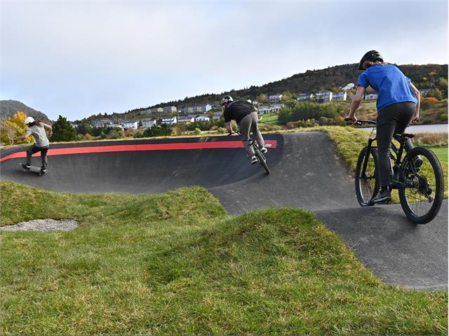 people using the pump track at Quidi Vidi park